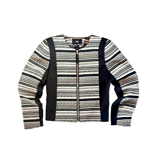 Black & White Modern Bohemian Print Blazer - Picture 1 of 4